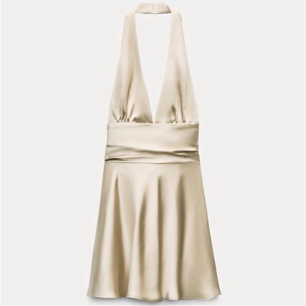 SATIN EFFECT HALTER DRESS